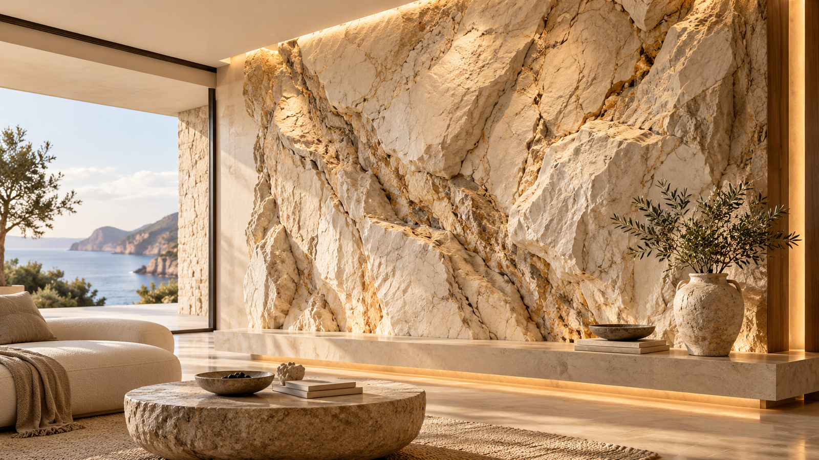 Soft natural stone-inspired surface